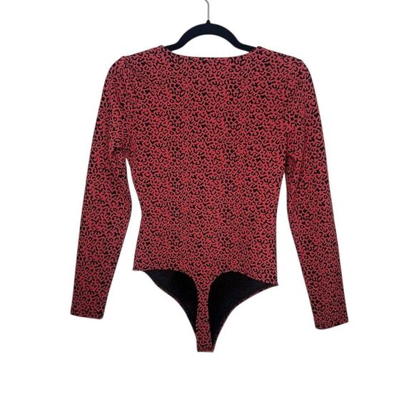 Lovers and Friends Women’s Small Saylor Bodysuit Red Leopard V-Neck Top - Picture 5 of 7